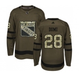 Youth Adidas New York Rangers #28 Tie Domi Authentic Green Salute to Service NHL Jersey