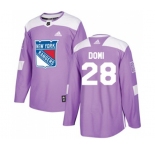Youth Adidas New York Rangers #28 Tie Domi Authentic Purple Fights Cancer Practice NHL Jersey
