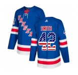 Youth Adidas New York Rangers #42 Brendan Smith Authentic Royal Blue USA Flag Fashion NHL Jersey