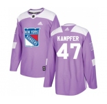 Youth Adidas New York Rangers #47 Steven Kampfer Authentic Purple Fights Cancer Practice NHL Jersey