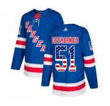 Youth Adidas New York Rangers #51 David Desharnais Authentic Royal Blue USA Flag Fashion NHL Jersey