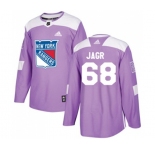 Youth Adidas New York Rangers #68 Jaromir Jagr Authentic Purple Fights Cancer Practice NHL Jersey