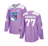 Youth Adidas New York Rangers #77 Phil Esposito Authentic Purple Fights Cancer Practice NHL Jersey