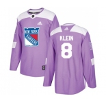 Youth Adidas New York Rangers #8 Kevin Klein Authentic Purple Fights Cancer Practice NHL Jersey