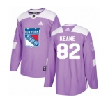 Youth Adidas New York Rangers #82 Joey Keane Authentic Purple Fights Cancer Practice NHL Jersey