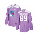 Youth Adidas New York Rangers #89 Pavel Buchnevich Purple Authentic Fights Cancer Stitched NHL Jersey