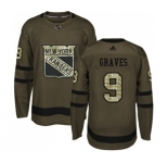 Youth Adidas New York Rangers #9 Adam Graves Authentic Green Salute to Service NHL Jersey