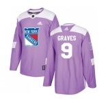 Youth Adidas New York Rangers #9 Adam Graves Authentic Purple Fights Cancer Practice NHL Jersey