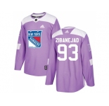 Youth Adidas New York Rangers #93 Mika Zibanejad Purple Authentic Fights Cancer Stitched NHL Jersey