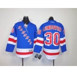 youth nhl new york rangers #30 lundqvist lt.blue