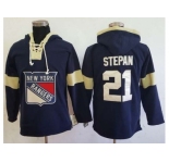 Men's New York Rangers #21 Derek Stepan Navy Blue Pullover Hoodie Stitched NHL Jersey