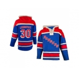 New York Rangers #30 Henrik Lundqvist Blue Sawyer Hooded Sweatshirt Stitched NHL Jersey
