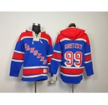 nhl jerseys new york rangers #99 gretzky blue[pullover hooded sweatshirt]