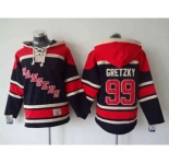 nhl jerseys new york rangers #99 gretzky dk.blue-red[pullover hooded sweatshirt]