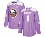 Adidas New York Islanders #1 Thomas Greiss Authentic Purple Fights Cancer Practice NHL Jersey