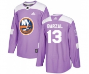 Adidas New York Islanders #13 Mathew Barzal Authentic Purple Fights Cancer Practice NHL Jersey