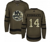 Adidas New York Islanders #14 Tom Kuhnhackl Authentic Green Salute to Service NHL Jersey