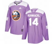 Adidas New York Islanders #14 Tom Kuhnhackl Authentic Purple Fights Cancer Practice NHL Jersey