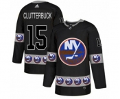 Adidas New York Islanders #15 Cal Clutterbuck Authentic Black Team Logo Fashion NHL Jersey