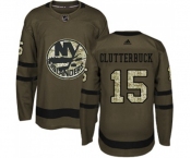 Adidas New York Islanders #15 Cal Clutterbuck Premier Green Salute to Service NHL Jersey