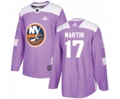 Adidas New York Islanders #17 Matt Martin Authentic Purple Fights Cancer Practice NHL Jersey