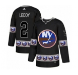 Adidas New York Islanders #2 Nick Leddy Authentic Black Team Logo Fashion NHL Jersey