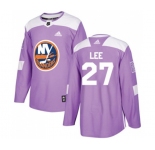 Adidas New York Islanders #27 Anders Lee Authentic Purple Fights Cancer Practice NHL Jersey