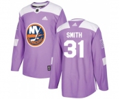 Adidas New York Islanders #31 Billy Smith Authentic Purple Fights Cancer Practice NHL Jersey