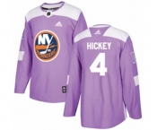 Adidas New York Islanders #4 Thomas Hickey Authentic Purple Fights Cancer Practice NHL Jersey