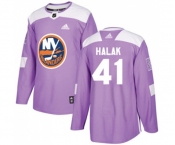 Adidas New York Islanders #41 Jaroslav Halak Authentic Purple Fights Cancer Practice NHL Jersey