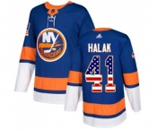 Adidas New York Islanders #41 Jaroslav Halak Authentic Royal Blue USA Flag Fashion NHL Jersey