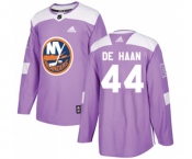 Adidas New York Islanders #44 Calvin de Haan Authentic Purple Fights Cancer Practice NHL Jersey