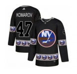 Adidas New York Islanders #47 Leo Komarov Authentic Black Team Logo Fashion NHL Jersey