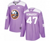 Adidas New York Islanders #47 Leo Komarov Authentic Purple Fights Cancer Practice NHL Jersey