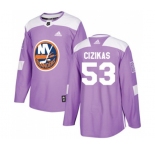 Adidas New York Islanders #53 Casey Cizikas Authentic Purple Fights Cancer Practice NHL Jersey
