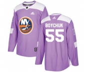 Adidas New York Islanders #55 Johnny Boychuk Authentic Purple Fights Cancer Practice NHL Jersey