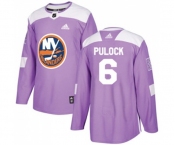 Adidas New York Islanders #6 Ryan Pulock Authentic Purple Fights Cancer Practice NHL Jersey