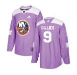 Adidas New York Islanders #9 Clark Gillies Authentic Purple Fights Cancer Practice NHL Jersey