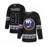 Adidas New York Islanders #91 John Tavares Authentic Black Team Logo Fashion NHL Jersey
