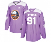 Adidas New York Islanders #91 John Tavares Authentic Purple Fights Cancer Practice NHL Jersey