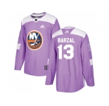 Men Adidas New York Islanders #13 Mathew Barzal Purple Authentic Fights Cancer Stitched NHL Jersey