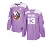 Men Adidas New York Islanders #13 Mathew Barzal Purple Authentic Fights Cancer Stitched NHL Jersey