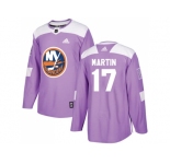Men Adidas New York Islanders #17 Matt Martin Purple Authentic Fights Cancer Stitched NHL Jersey