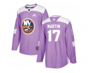 Men Adidas New York Islanders #17 Matt Martin Purple Authentic Fights Cancer Stitched NHL Jersey