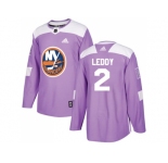 Men Adidas New York Islanders #2 Nick Leddy Purple Authentic Fights Cancer Stitched NHL Jersey