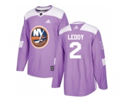 Men Adidas New York Islanders #2 Nick Leddy Purple Authentic Fights Cancer Stitched NHL Jersey
