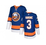 Men Adidas New York Islanders #3 Travis Hamonic Royal Blue Home Authentic Stitched NHL Jersey