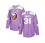 Men Adidas New York Islanders #31 Billy Smith Purple Authentic Fights Cancer Stitched NHL Jersey