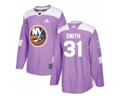 Men Adidas New York Islanders #31 Billy Smith Purple Authentic Fights Cancer Stitched NHL Jersey