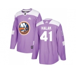 Men Adidas New York Islanders #41 Jaroslav Halak Purple Authentic Fights Cancer Stitched NHL Jersey